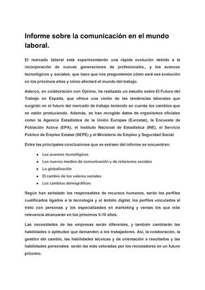 Informe Sobre La Comunicacion Mourad