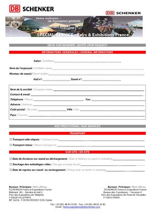 Bon De Commande Order Form Db Schenker
