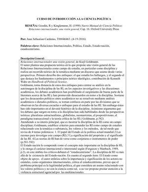 Reseña De Relaciones Internacionales