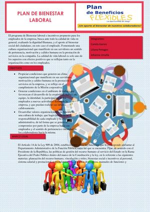 Plan De Bienestar De La Empresa Johanna Liliana Y Camila