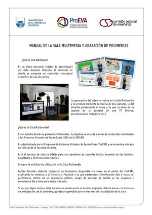 Manual De La Sala Multimedia Y Grabacion De Polimedias