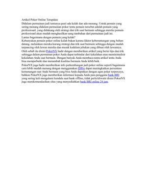 Artikel Poker Online Terupdate
