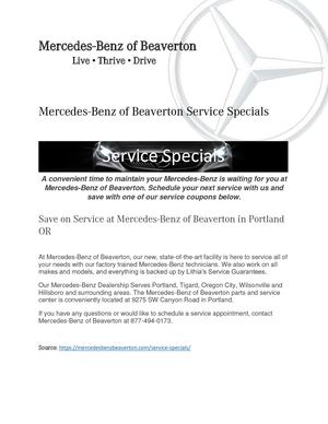 Mercedes Benz Of Beaverton Service Specials