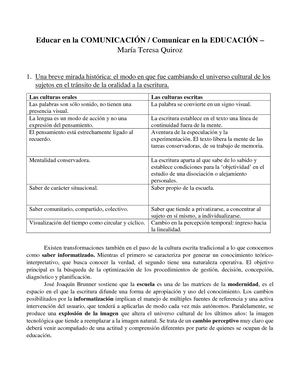 Educar En La Comunicación Quiroz