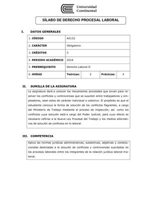 A0132 Silabo Derecho Procesal Laboral