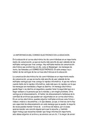 La Importancia Del Correo Electronico En La Educaion
