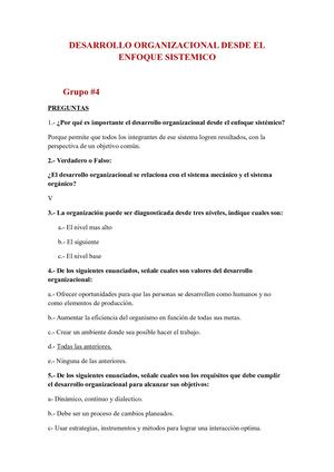 Desarrollo Organizacional Desde El Enfoque Sistemico