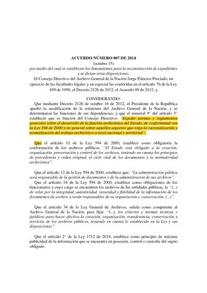 Acuerdo 07 De 2014pdf Historias Laborales