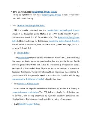Help Drought Indices Tool