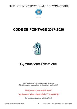 GRS Code de Pointage 2017 - 2020 V.2