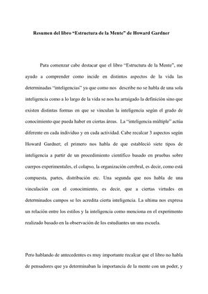 Resumen Del Libro Estructura De La Mente