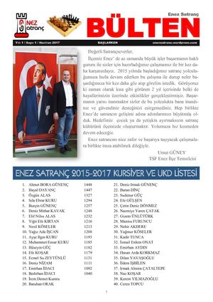 Enez Satranç Hazi̇ran 2017 Bülten