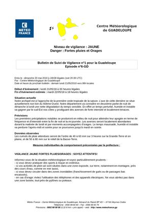 Bulletin Meteo N°1 De Vigilance Guadeloupe