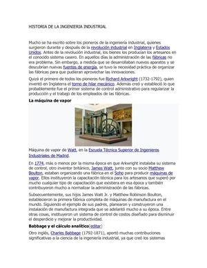 Historia De La Ingenieria Industrial