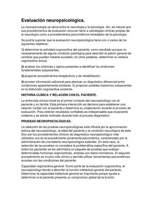 Evaluación Neuropsicologica