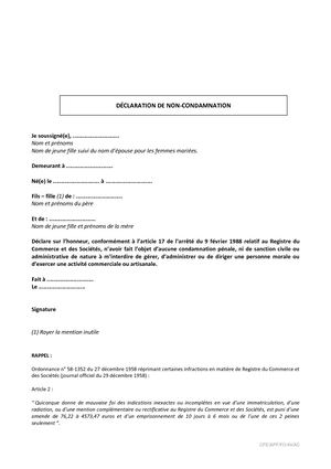 Attestation De Non Condamnation Apce