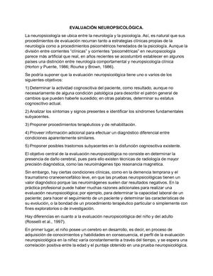 EVALUACIÓN NEUROPSICOLÓGICA.
