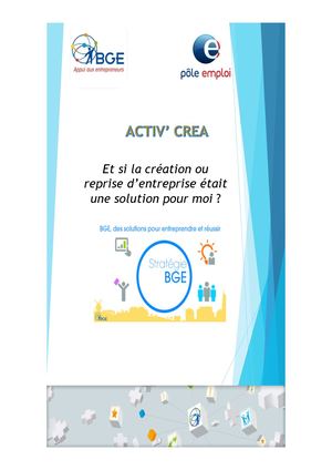 Plaquette Bge Activ'créa