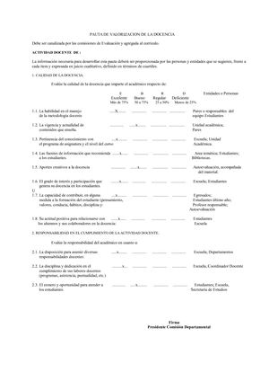 Formato De La Pauta De Evaluacion Docente Word