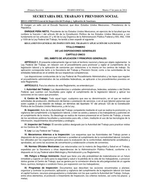 Reglamento General De Inspección Del Trabajo Y Aplicación De Sanciones