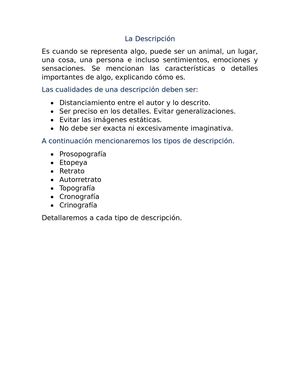 La Descripción y Narración