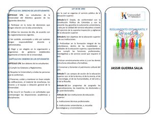 Folleto Reglamento Estudiantil Y Ley 30 De 1992