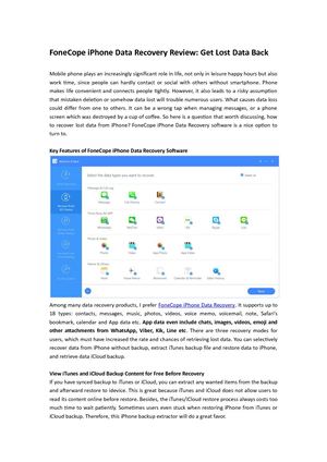 FoneCope iPhone Data Recovery Review