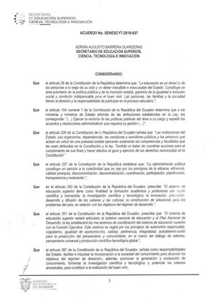 Acuerdo No Senescyt 2018 037