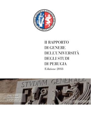 Università degli Studi di Perugia: Il Rapporto Di Genere 2018