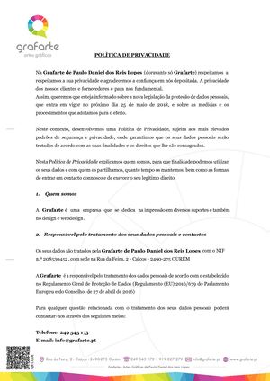 Política De Privacidade 2018