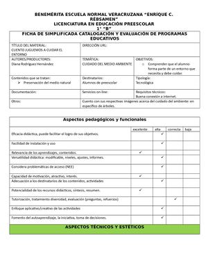 Ficha De Evaluación Del Cuento
