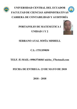 PORTAFOLIO DE MATEMÁTICA I