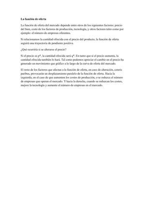 La Función De Oferta