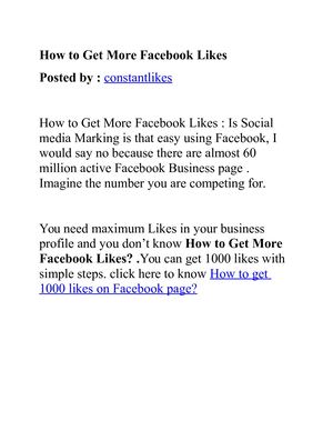How To Get More Facebook -Constantlikes