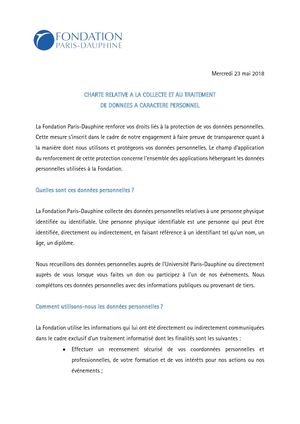 Charte RGPD Fondation Paris Dauphine Mai 2018