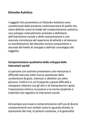 Disturbo Autistico