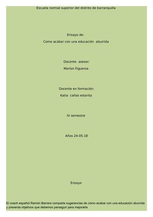 Ensayo Como Acabar Con Una Educacion Aburrida