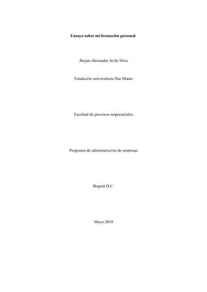 Ensayo Sobre Mi Formación Personal