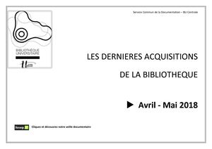 Nouveautés de la BU Centrale