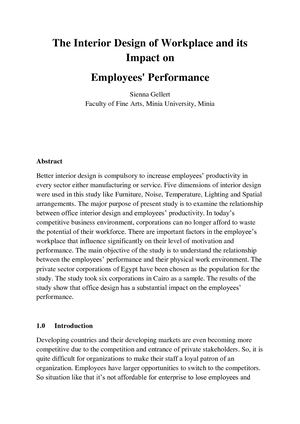 The Interior Design Of Workplace And Its Impact On Employee Performance