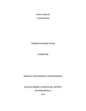 Plan Clase Animales Vertebrados E Invertebrados