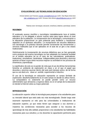 Evolucion De Las Tecnologias En Educacion