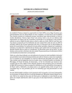 Historia de la prensa en Tumaco