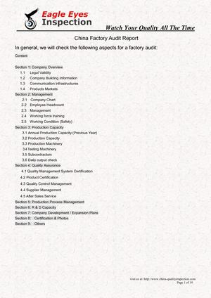 China Factory Audit Report