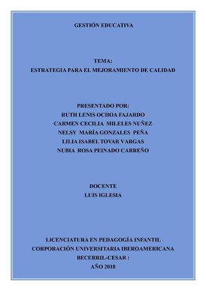 Estrategia Para El Mejoramiento De Calidad