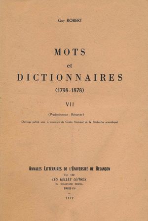 Mots et dictionnaires - Tome VII