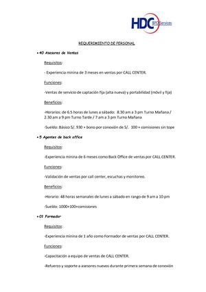 Convocatoria Hdc Bpo Services