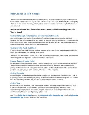 Best Casinos To Visit In Nepal