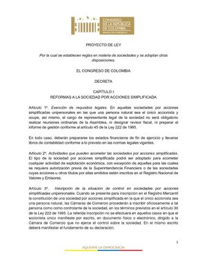 Proyecto Ley Reforma Codigo Comercio