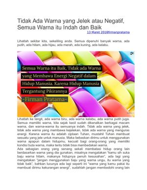 Tidak Ada Warna Yang Jelek Atau Negatif-Firman Pratama
